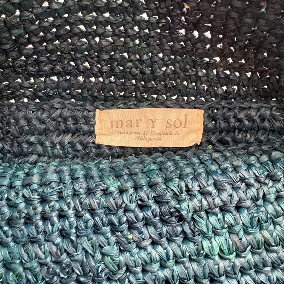 Mar Y Sol Amani Raffia Tote Bag in beautiful teal - Picture 5 of 7